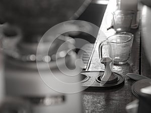 Black and white picture of coffee Tamper.