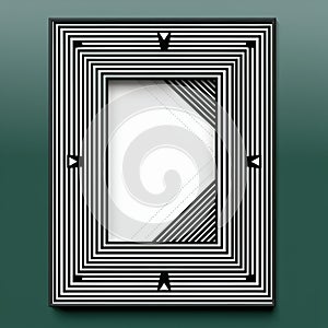 a black and white picture frame with a geometric pattern