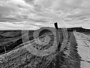 Black and white picture of Mam Tor photo