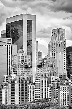 Black and white picture Manhattan architecture, NYC.