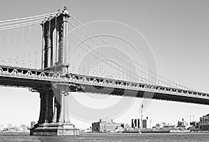 Black and white picture of Manhattan Bridge, New York City, USA