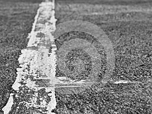 Black and white picture of The old field line .