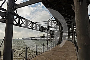 black and white picture of the Rio Tinto Company Dock or in spanish Muelle de la CompaÃ±Ã­a de RÃ­o Tinto in Huelva in Andalusia photo