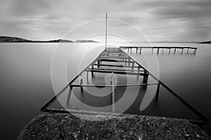 Black and white pier