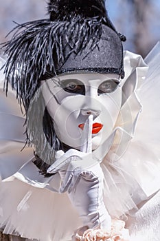 Pierrot at Venetian carnival at Annecy, France