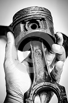 Black and white piston