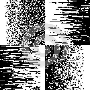 Black and white pixelation, pixel gradient mosaic, pixelated vector backgrounds