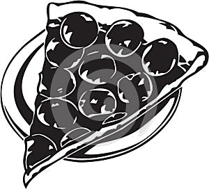 Black and White Pizza Slice Illustration