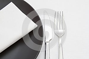 Black and white place setting