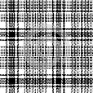 Black white plaid pattern. Seamless Scottish tartan herringbone check pattern for jacket, coat, skirt.