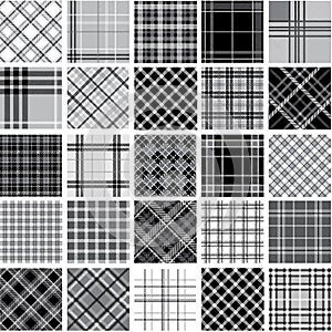 Black & white plaid patterns set