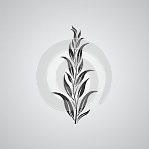 Black and white plant leaves motif vector design illustration