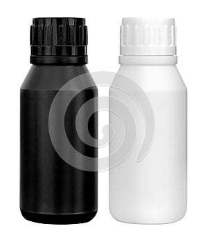 Black and white plastic bottles 100 milliliters