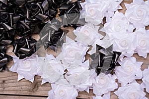 Black and white plastic flower