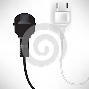 Black and white plug in cables