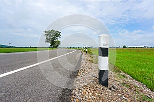 Black and white pole in wayside