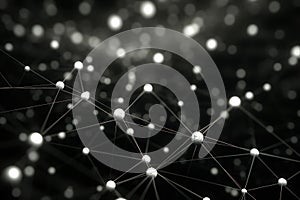 black white polygonal neurostructure background generative ai