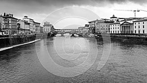Black & White of The Ponte Vecchio, Florence, Tuscany, Italy