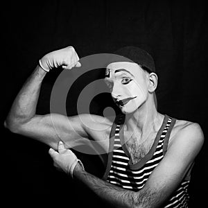 Black and white Portrait of mime actor