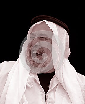 Black and White Portrait - The Sheik Laughs photo