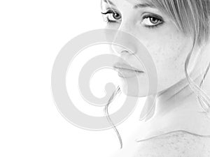 Black and White Portrait Teen Girl