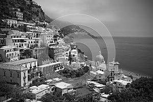 Black and white Positano, Italy