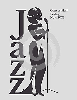 black and white poster of a jazz singer.