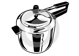Black and white pressure cooker vector illustration