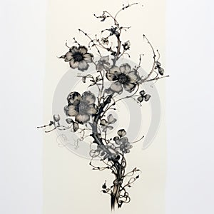 Black And White Print Of White Flowers Inspired By Wangechi Mutu