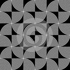 Black and White Psychedelic Circular Textile
