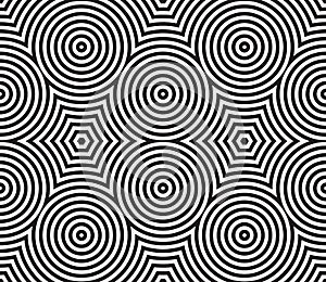 Black and White Psychedelic Circular Textile photo