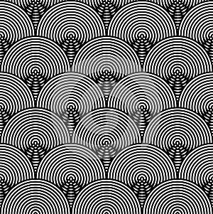 Black and White Psychedelic Circular Textile