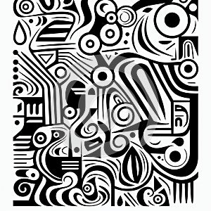 Black And White Psychedelic Design Inspired By Jon Burgerman photo