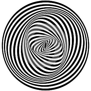 black and white psychedelic optical illusion vortex of lines