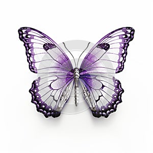 Black and white purple butterfly isolated on white background