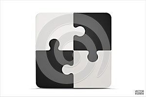 Black and white Puzzle pieces icon isolated on white background. Colorful jigsaw puzzle cube, strategy jigsaw business, and