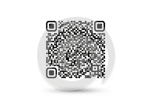A square qr code with a shadow on a white background