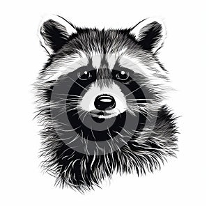 Black And White Raccoon Silhouette Vector Illustration