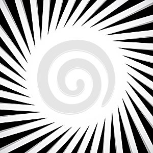 Black and white radial - radiating lines circular pattern