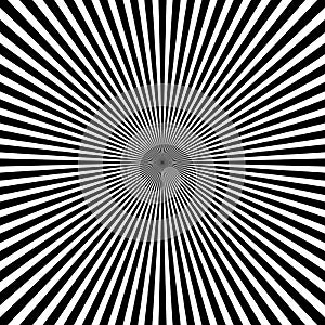 Black white radial rays. Monochrome sunburst vector background