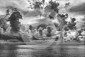 Black White Rain Storm Cloudscape Water Moorea Tahiti