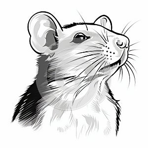 Black And White Rat Vector Illustration With Subtle Gradients