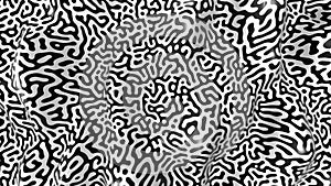 Black and white reaction-diffusion pattern 3D animation