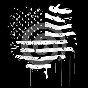 Black and white realistic abstract flag of America, country independence day, national traditions - Vector