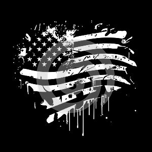 Black and white realistic abstract flag of America, country independence day, national traditions - Vector