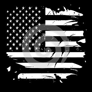 Black and white realistic abstract flag of America, country independence day, national traditions - Vector