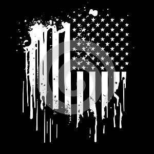 Black and white realistic abstract flag of America, country independence day, national traditions - Vector