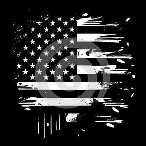 Black and white realistic abstract flag of America, country independence day, national traditions - Vector