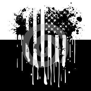 Black and white realistic abstract flag of America, country independence day, national traditions - Vector