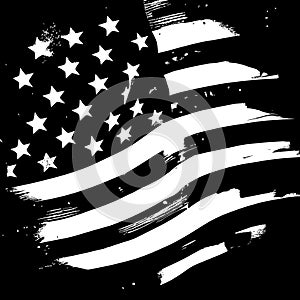 Black and white realistic abstract flag of America, country independence day, national traditions - Vector